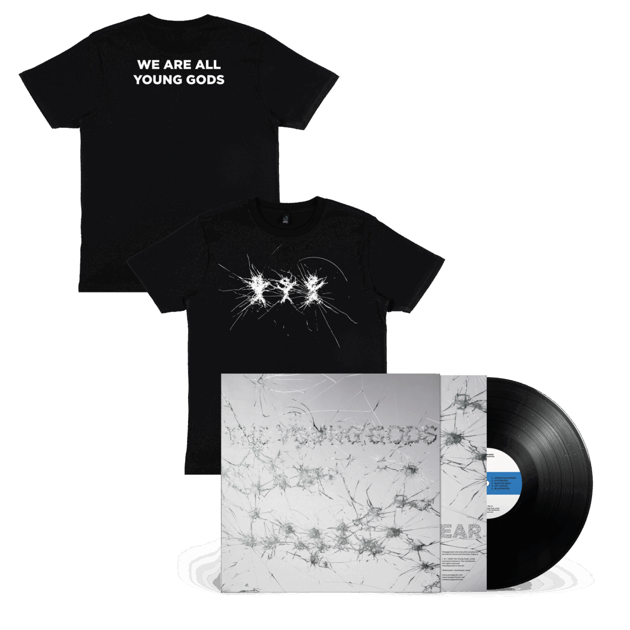 THE YOUNG GODS - Appear Disappear Vinyl + Black T-Shirt Bundle