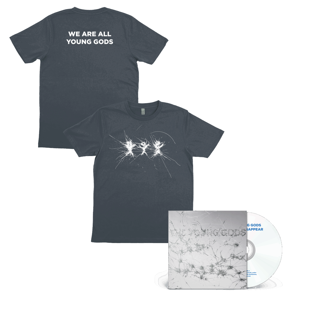 THE YOUNG GODS - Appear Disappear CD + Light Charcoal T-Shirt Bundle